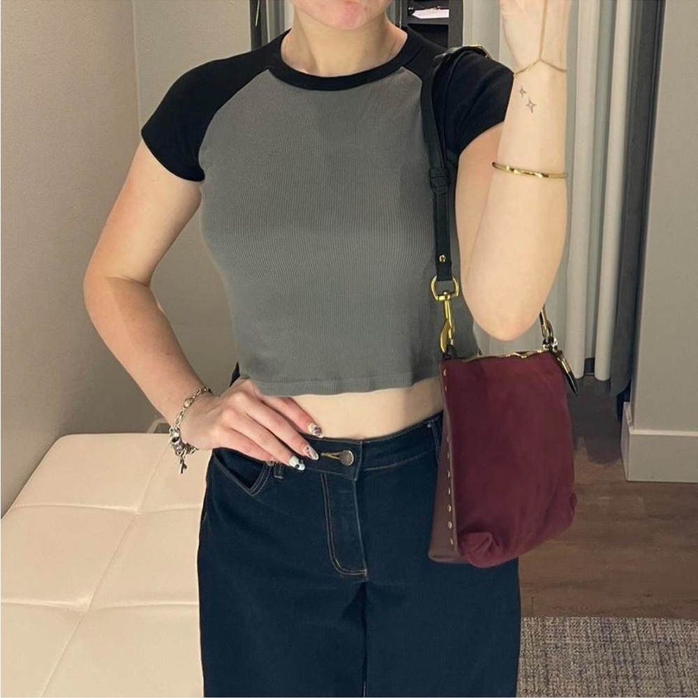 Brandy Melville Black and Gray Crop Top